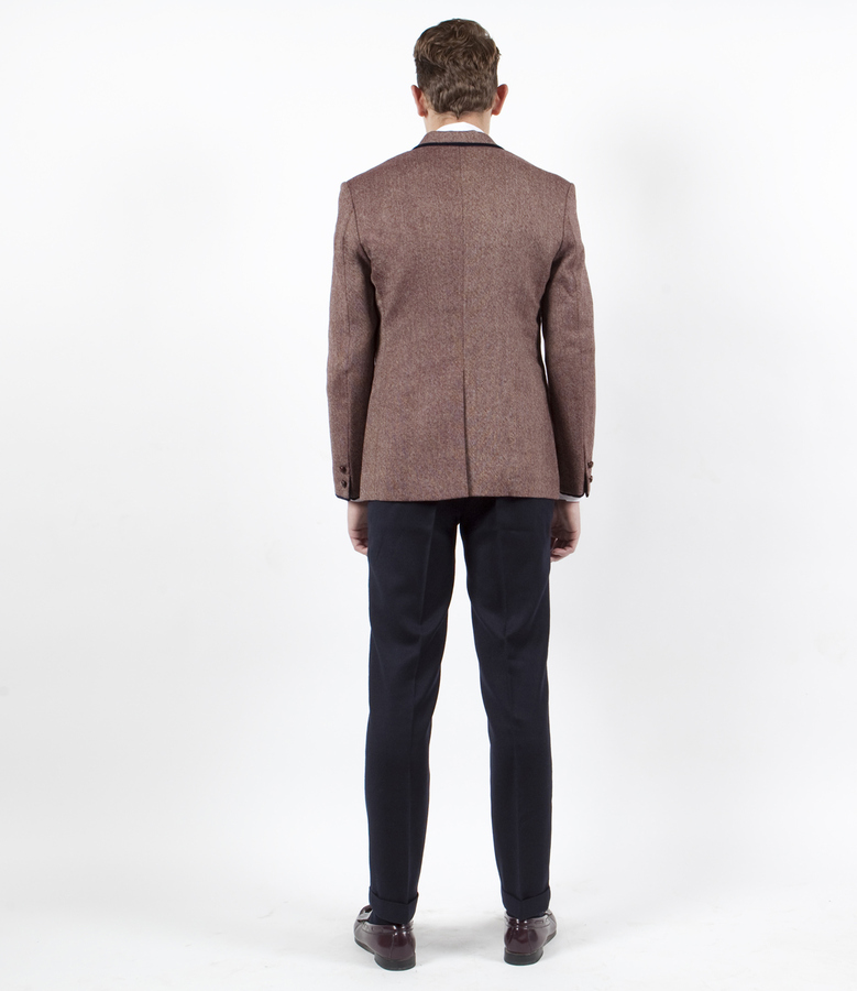 Image of Burgundy Nailhead Tweed Sack Jacket