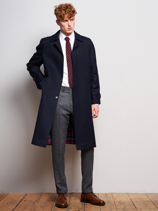 Image of Navy Wool Raglan Overcoat