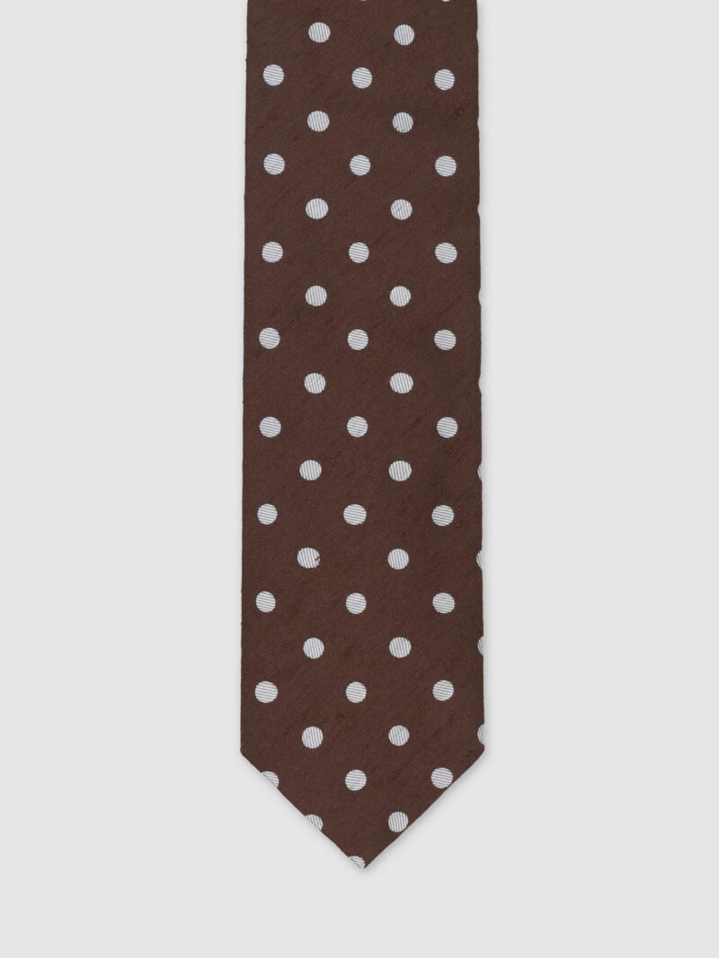 Brown Polka Shantung Silk