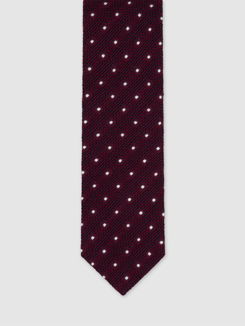 Burgundy Spot Wool Silk Tie