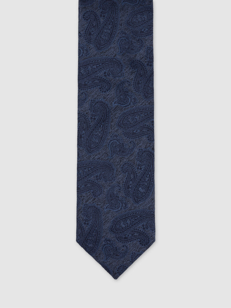 Dusk Blue Paisley Silk Tie
