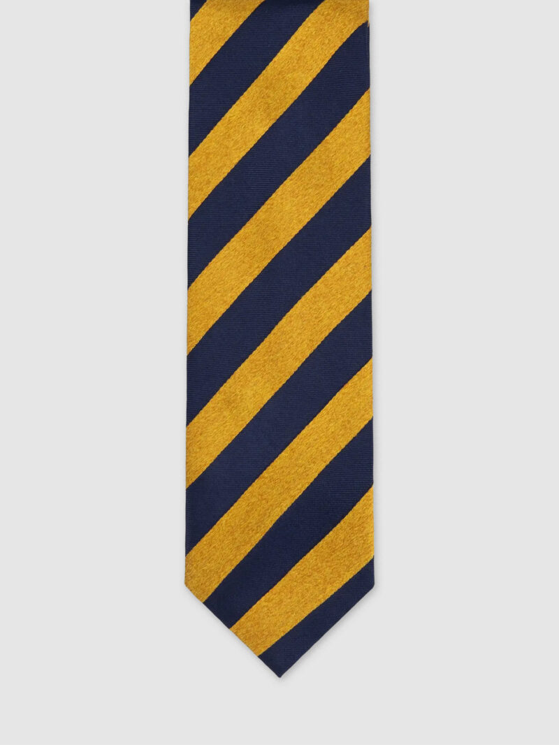 Gold Navy Stripe Silk