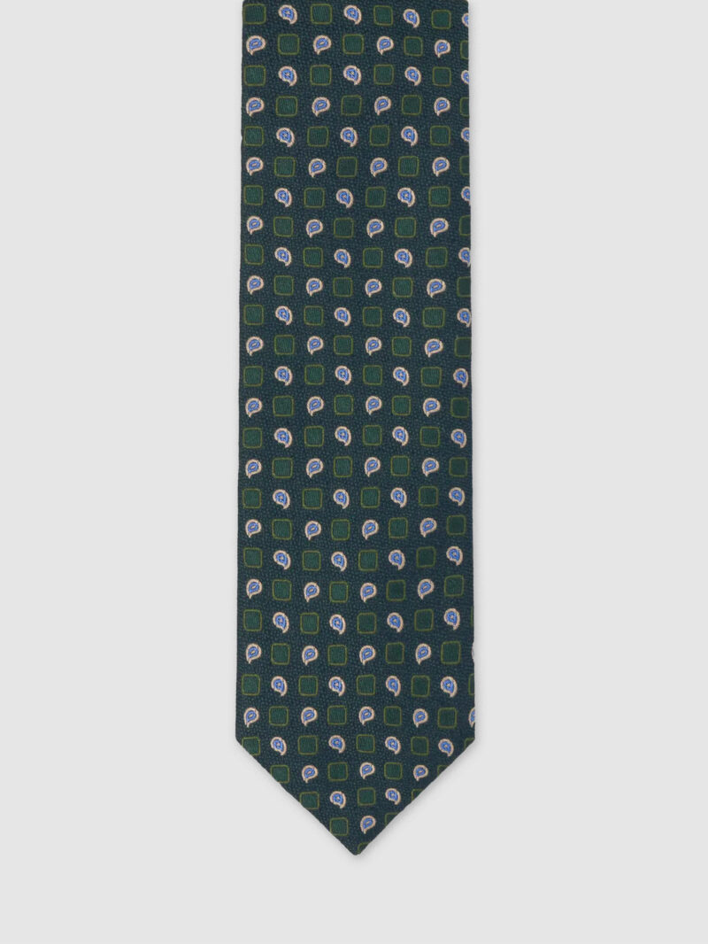 Green Blue Paisley Silk