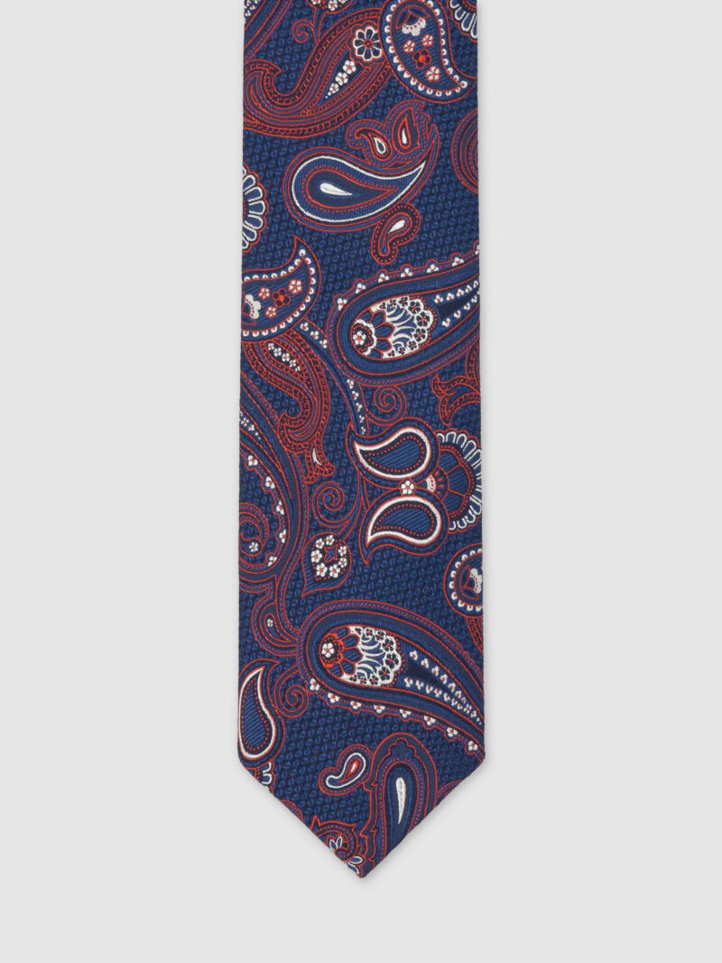 Navy Rust Paisley Tie