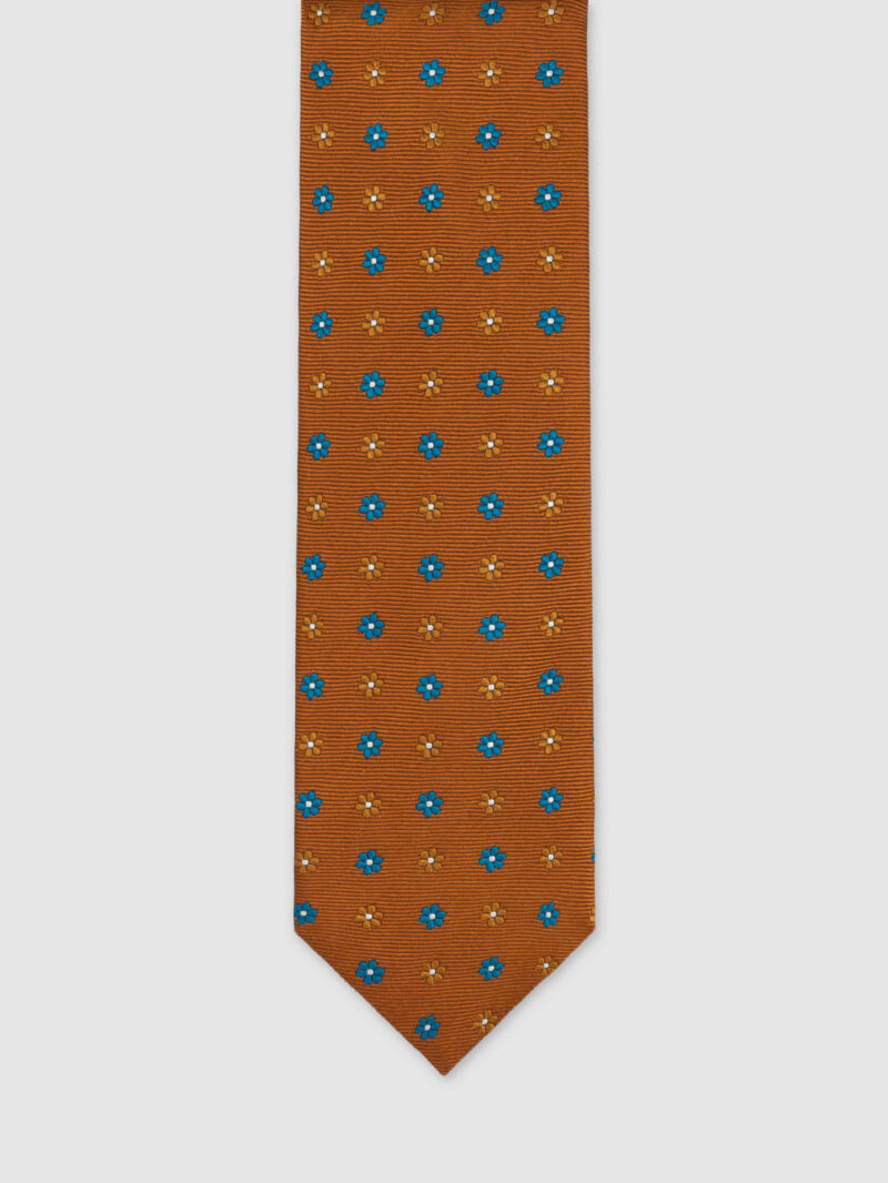 Ochre Floral Silk Tie