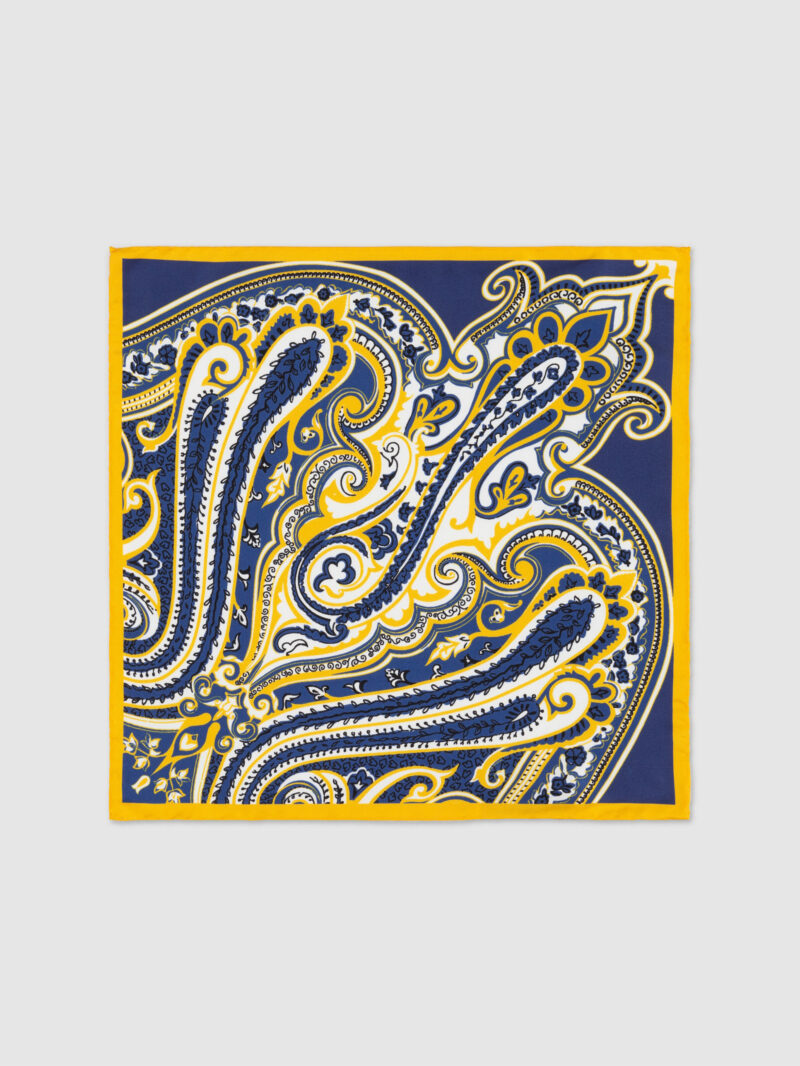 Yellow Blue Silk Floral